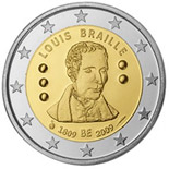 2 euros commemorative coin Belgium Louis Braille 2009