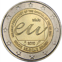 2 euros commemorative coin Belgium Presidency of the Council of EU 2010