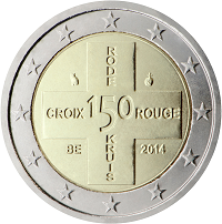 2 euros commemorative coin Belgium 150 Years of Red Cross 2014