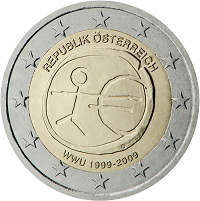 2 euros commemorative coin Austria EMU 2009