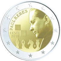 2 euros commemorative coin Estonia Paul Keres 2016