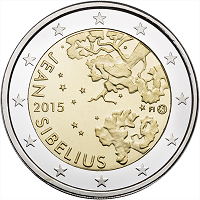 2 euros commemorative coin Finland Jean Sibelius 2015