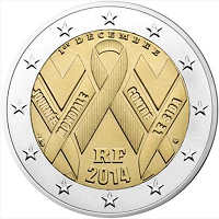 2 euros commemorative coin France World AIDS Day 2014