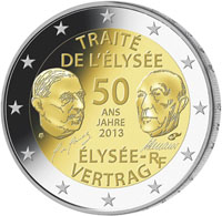 2 euros commemorative coin France Treaty of lyse 2013