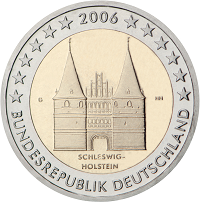 2 euros commemorative coin Germany Holstentor in Lubeck 2006