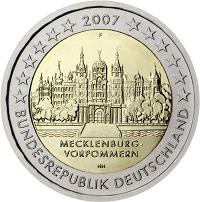 2 euros commemorative coin Germany Schwerin Castle 2007