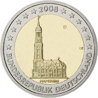 2 euros commemorative coin Germany St. Michaelis Church 2008