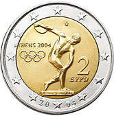 2 euros commemorative coin Greece Summer Olympics in Athens 2004