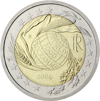 2 euros commemorative coin Italy World Food Programme 2004