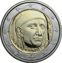 2 euros commemorative coin Italy Giovanni Boccaccio 2013