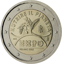 2 euros commemorative coin Italy EXPO Milan 2015