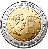 2 euros commemorative coin Luxembourg Effigy and Monogram of Grand Duke Henri 2004