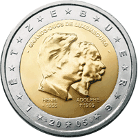 2 euros commemorative coin Luxembourg Grand Duke Henri & Grand Duke Adolphe 2005