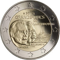 2 euros commemorative coin Luxembourg Death of Grand Duke William IV 2012