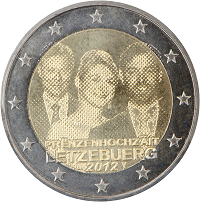 2 euros commemorative coin Luxembourg Royal Wedding 2012