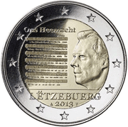 2 euros commemorative coin Luxembourg National Anthem 2013