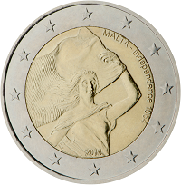 2 euros commemorative coin Malta 50 Years of Independence 2014