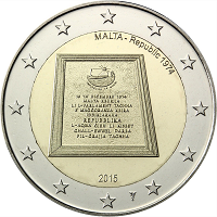 2 euros commemorative coin Malta Proclamation of the Republic 2015