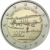 2 euros commemorative coin Malta First Flight of Malta 2015