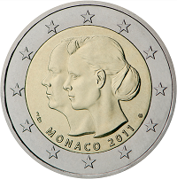 2 euros commemorative coin Monaco Wedding of Prince Albert and Charlene Wittstock 2011