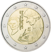 2 euros commemorative coin Netherlands Desiderius Erasmus 2011