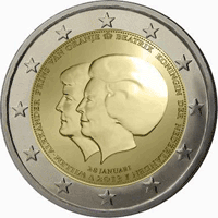 2 euros commemorative coin Netherlands Change of Throne 2013