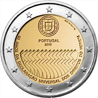 2 euros commemorative coin Portugal Universal Declaration of Human Rights 2008