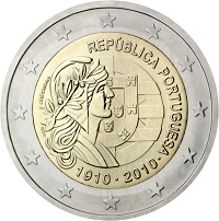 2 euros commemorative coin Portugal Centenary of the Portuguese Republic 2010