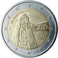 2 euros commemorative coin Portugal Torre dos Clrigos 2013