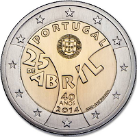 2 euros commemorative coin Portugal Carnation Revolution 2014