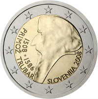 2 euros commemorative coin Slovenia Primoz Trubar 2008