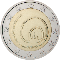 2 euros commemorative coin Slovenia Discovery of Postojna's Cave 2013