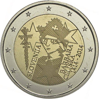 2 euros commemorative coin Slovenia Barbara of Cilli 2014