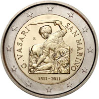 2 euros commemorative coin San Marino Giorgio Vasari 2011