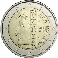 2 euros commemorative coin San Marino Dante Alighieri 2015