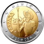 2 euros commemorative coin Spain Don Quixote de la Mancha 2005