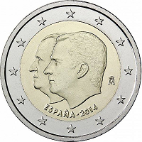 2 euros commemorative coin Spain Juan Carlos & Felipe VI 2014