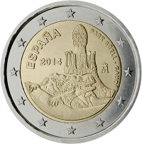 2 euros commemorative coin Spain Works of Antoni Gaud 2014