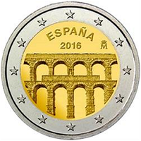 2 euros commemorative coin Spain Aqueduct of Segovia 2016