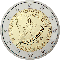 2 euros commemorative coin Slovak Velvet Revolution 2009