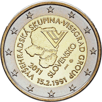 2 euros commemorative coin Slovak Visegrad Group 2011