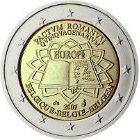 2 euros commemorative coin Belgium Treaty of Rome 2007