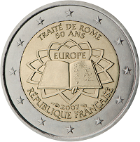 2 euros commemorative coin France Treaty of Rome 2007