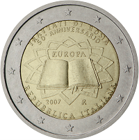 2 euros commemorative coin Italy Treaty of Rome 2007