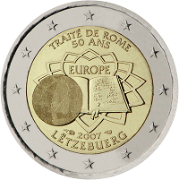 2 euros commemorative coin Luxembourg Treaty of Rome 2007