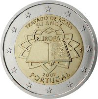 2 euros commemorative coin Portugal Treaty of Rome 2007