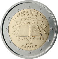 2 euros commemorative coin Spain Treaty of Rome 2007