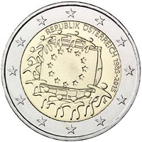 2 euros commemorative coin Austria 30 Years of EU Flag 2015