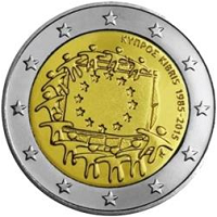 2 euros commemorative coin Cyprus 30 Years of EU Flag 2015