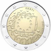 2 euros commemorative coin Estonia 30 Years of EU Flag 2015